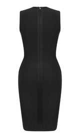 SIDE LACE UP BANDAGE MIDI DRESS IN BLACK